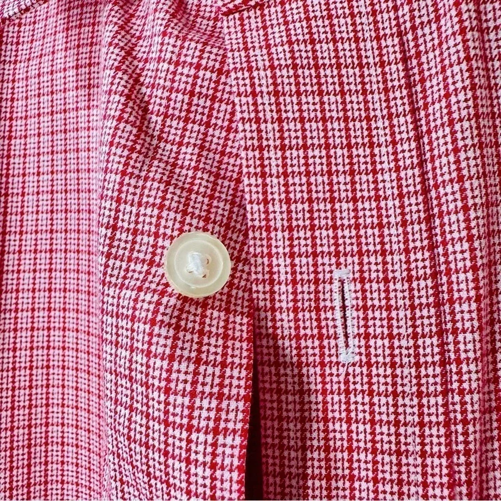 Banana Republic Men's Non-Iron Standard Fit Long Sleeve Plaid Red Shirt Size Lg
